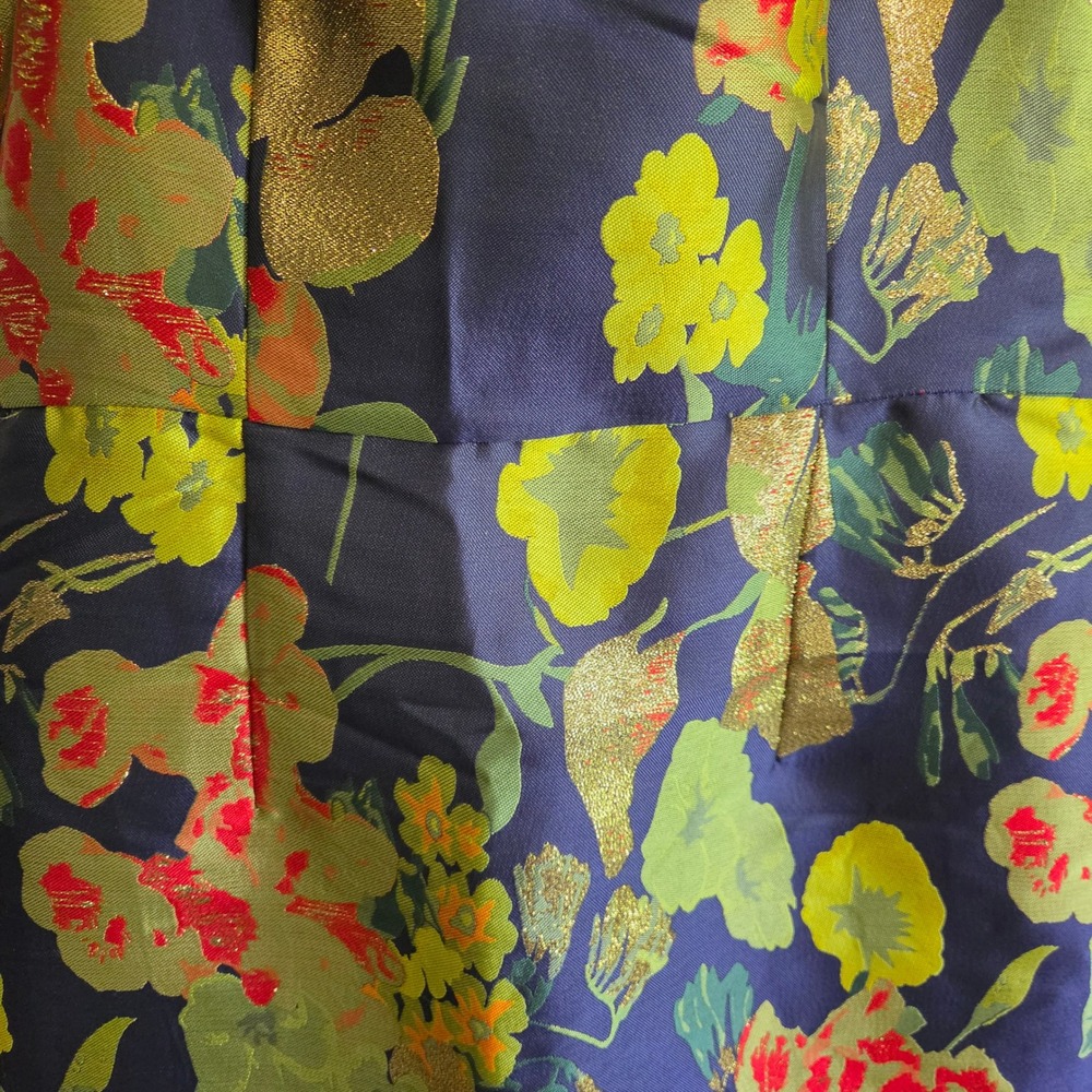 Lulus Mini Dress Large Floral Metallic Gold Brocade Puff Sleeve Formal - Picture 5 of 6